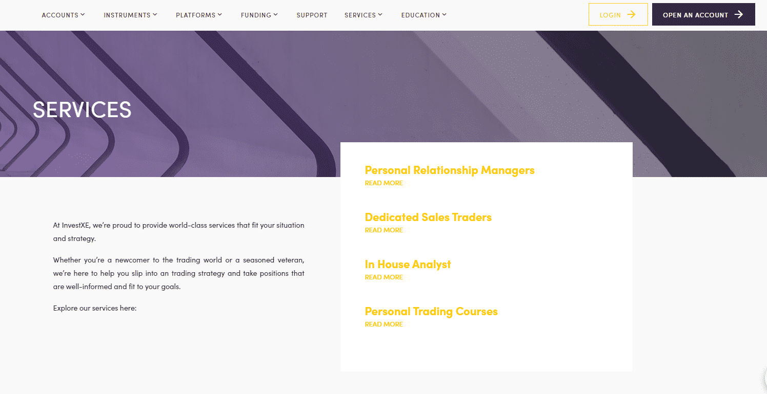 InvestXE Review- Offered Services
